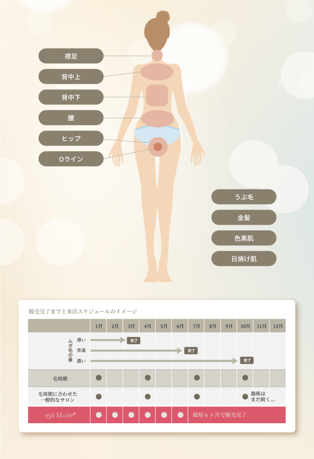 毛周期も関係なし　全身脱毛背面