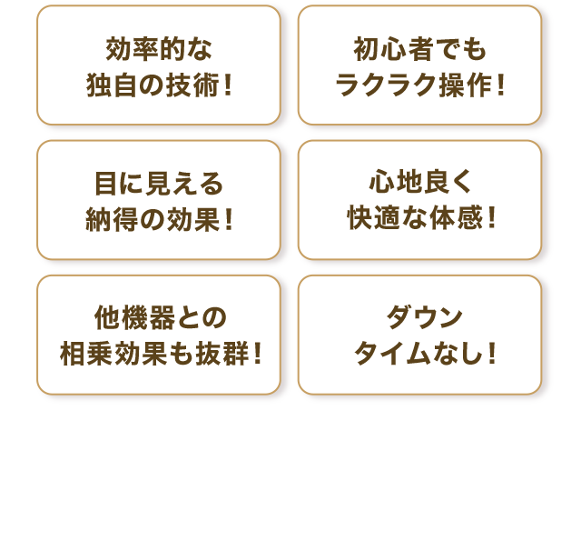 初心者でもラクラク操作、目に見える効果、他機器との相乗効果も抜群