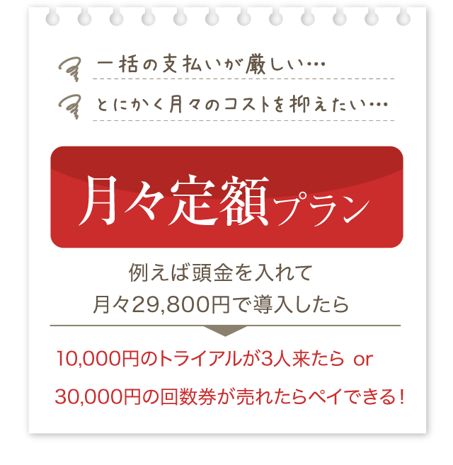月額支払いプラン